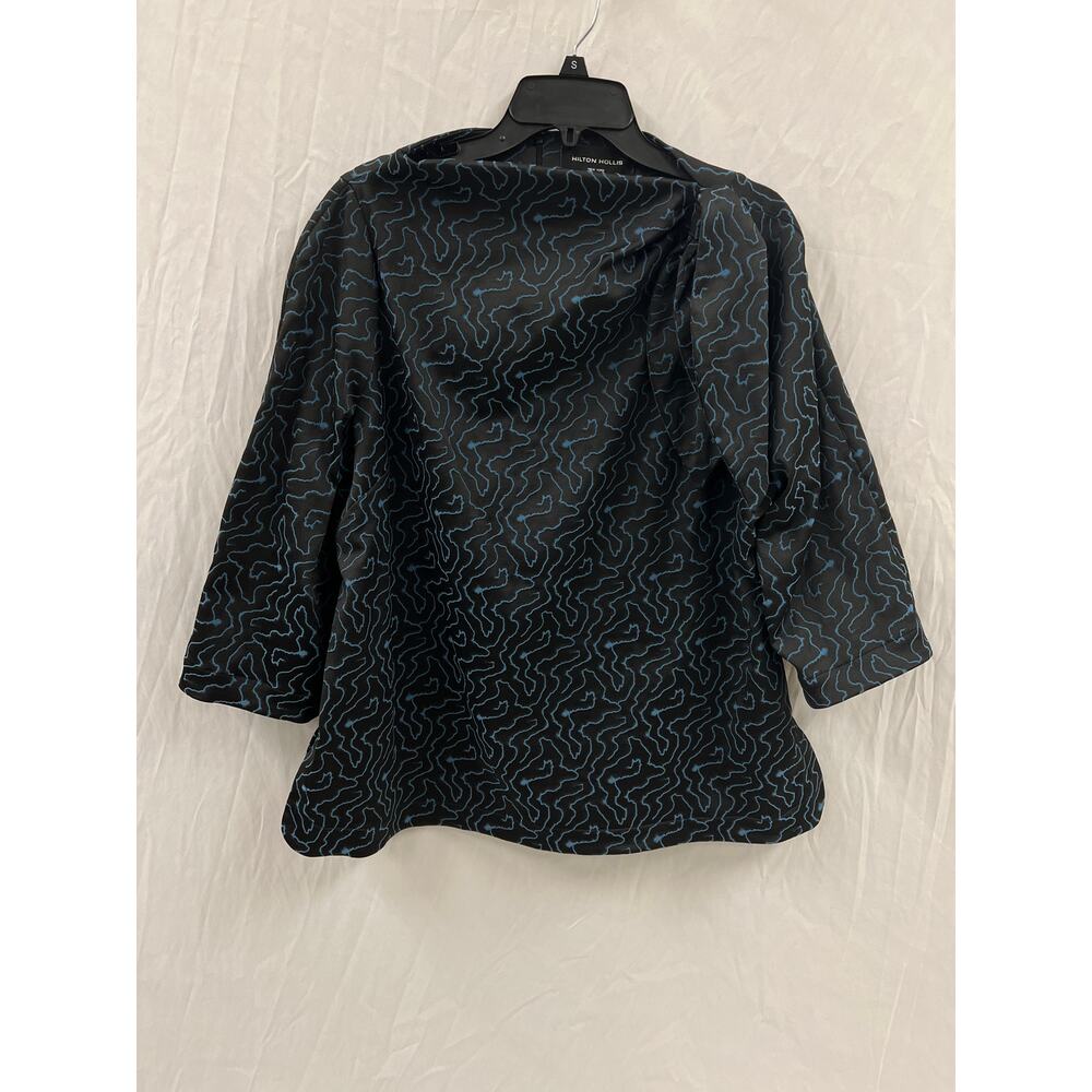NWT Hilton Hollis Aria Jacquard Boatneck Tie Blouse size XL